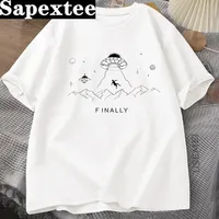 Alien Abduction Finally T Shirt UFO Funny Space Tshirt Harajuku Women Tee Unisex Clothing Oversized Loose Cotton Short Sleeve