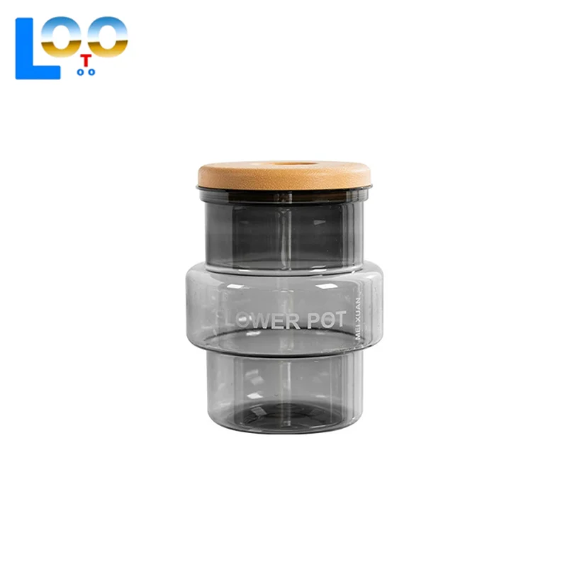 Прозрачный серый прозрачный цветочный горшок Офисный зеленый горшок для растений Домашний горшок