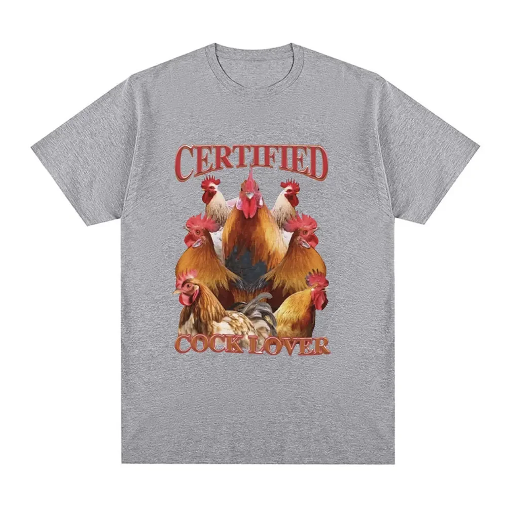 Certified Cock Lovers T-shirt Funny Chicken Meme T Shirt Men Women 100% Cotton Casual Short Sleeve Oversized T Shirts Streetwear