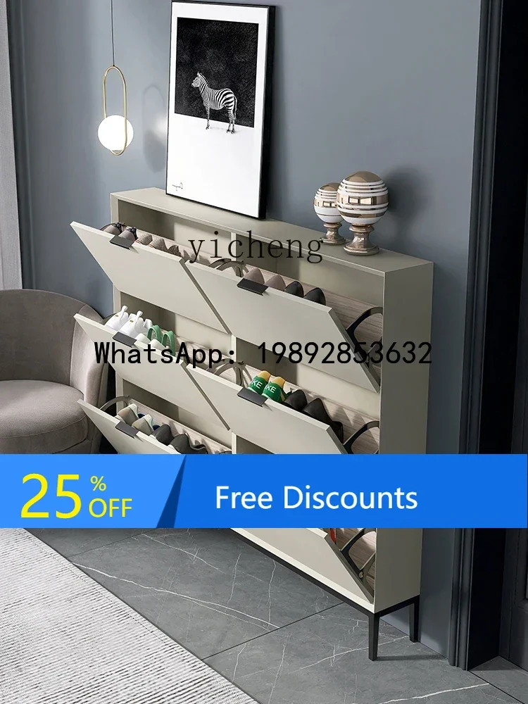 

minimalist ultra-thin shoe cabinet, large-capacity tipping bucket storage entrance cabinet at the door of the home
