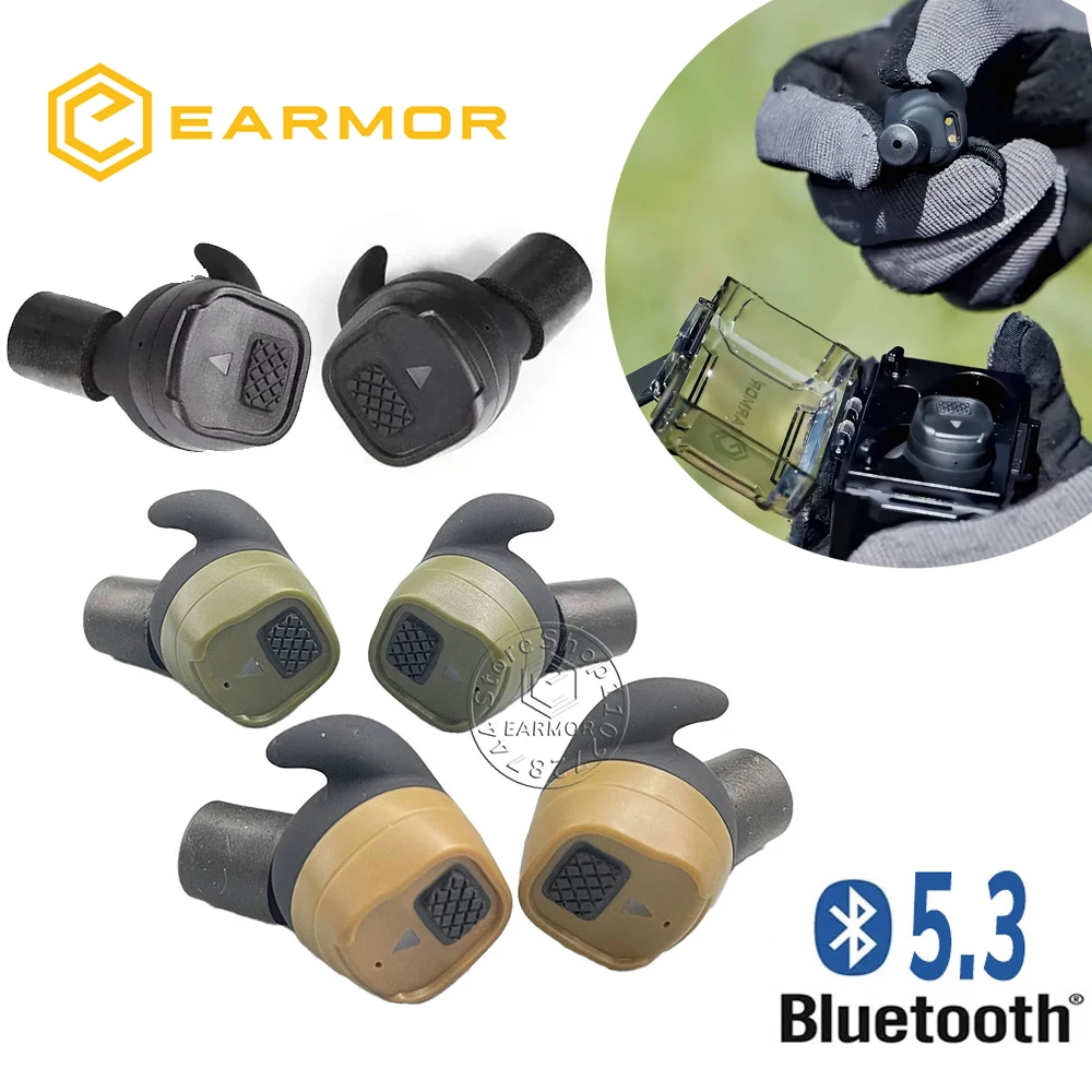 EARMOR M20T 5.3 Bluetooth Earbuds New Rechargeable 26NRR Electronic Hearing Protection Earbuds for Shooting, Hunting