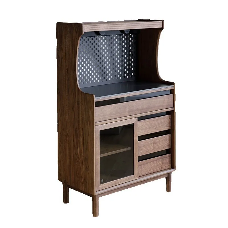 

Black walnut solid wood living room, household integrated side cabinet against the wall, apartment multi-functional side cabinet