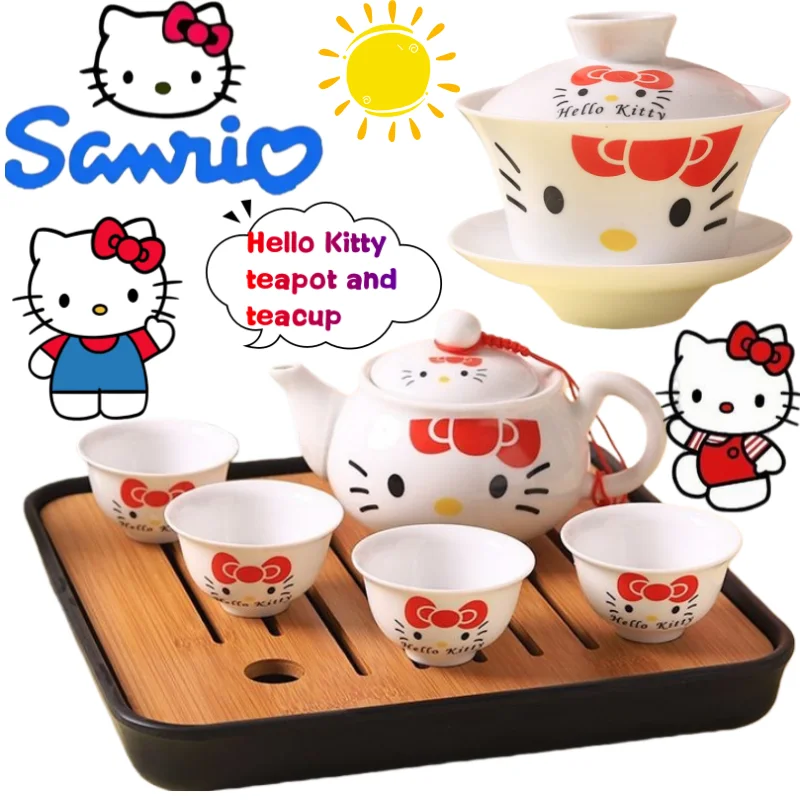 

Новый Sanrio Hello Kitty чайник чашка креативная ценная анимационная периферийная цифровая мультяшная печать домашний чайный сервиз подарок на день рождения
