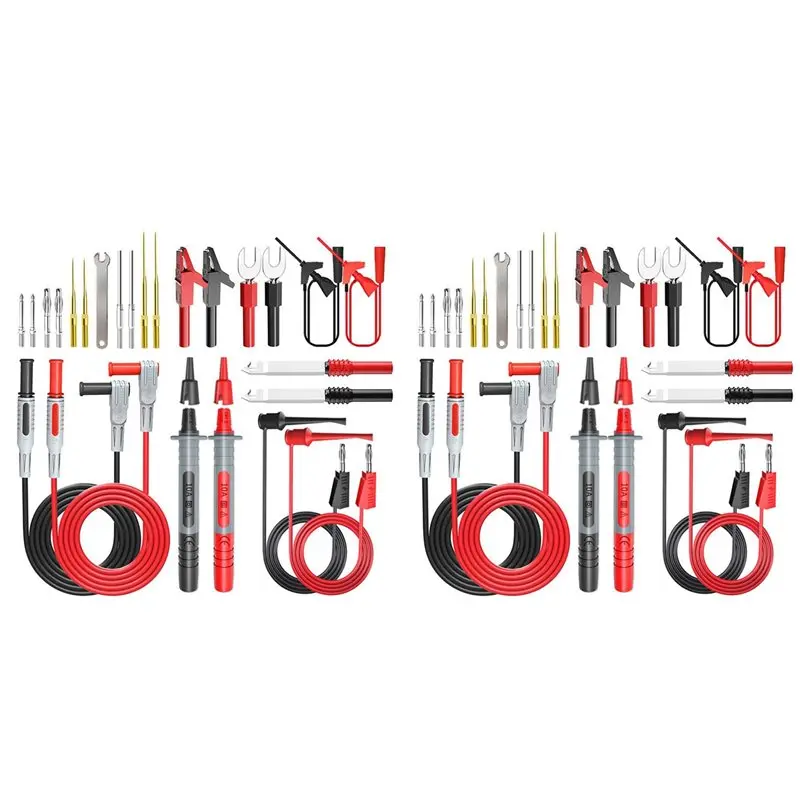 

Y43A-P1308D 50 шт., комплект силиконовых тестовых проводов для мультиметра со сменным игольчатым гаечным ключом, зажим типа «крокодил», 4 мм, штекер типа «банан»