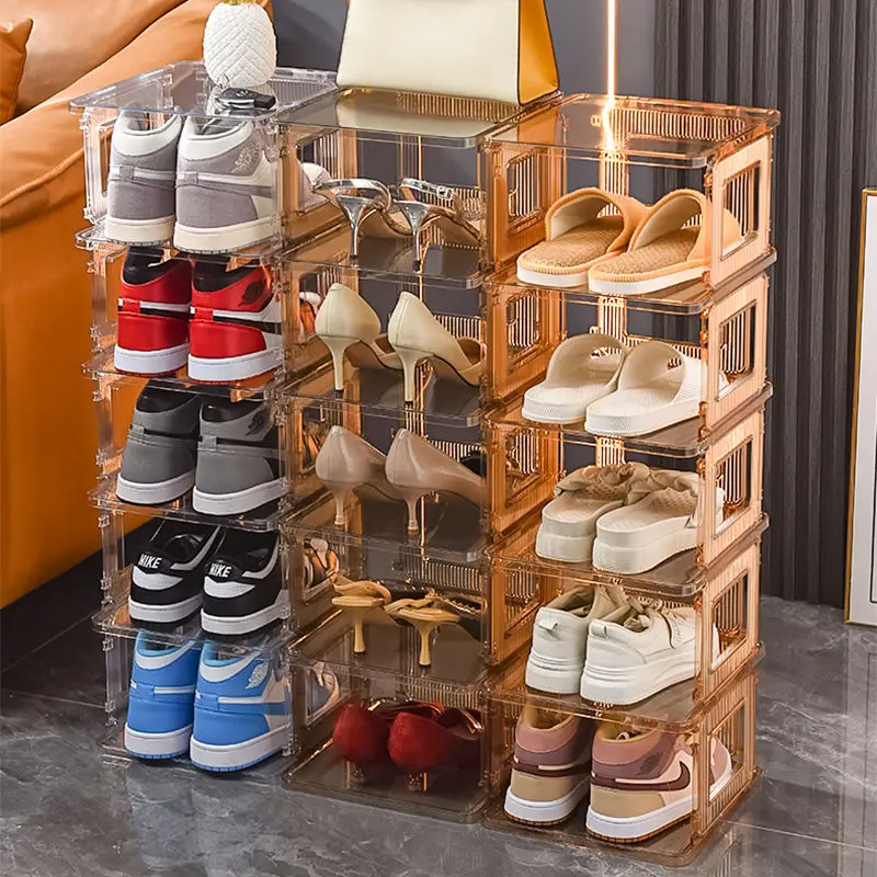 Multi-layer Transparent Shoe Rack Household Storage Shoe Rack Living Room Dustproof Storage Holder Open Type Storage Shoe Rack