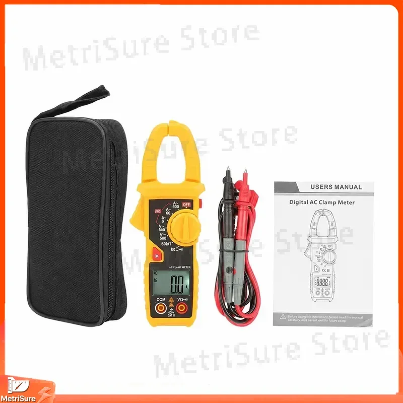 Digital AC DC Clamp Meter Multifunction Tester with Voltage Resistance Continuity Diode Test True RMS Auto Range Backlit LCD