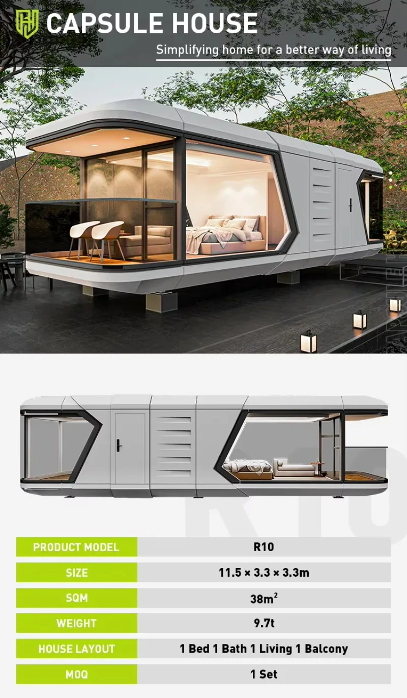 Casa pequeña prefabricada de 3 habitaciones completamente amueblada, casa móvil, villa de acero