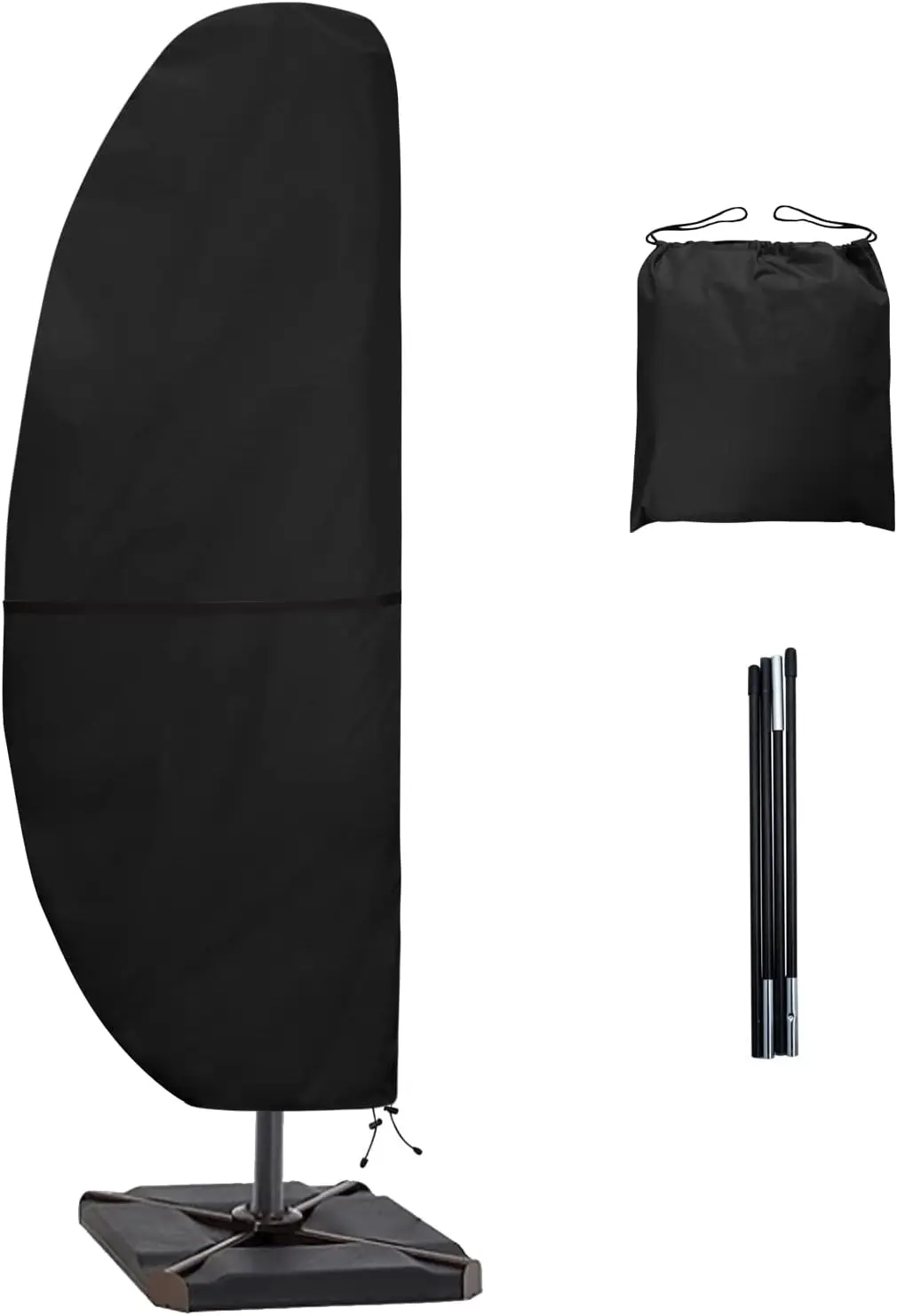 

Waterproof Windproof Patio Umbrella Cover for 7.5ft to 11.5ft Offset Banana Frame, Black