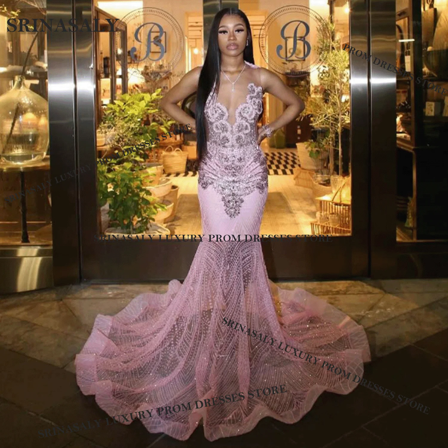 

Aso Ebi Customized Luxury Crystal Diamond Mermaid Exquisite Sequins Prom Dresses Shiny Evening Party Gown Robe De Soiree African