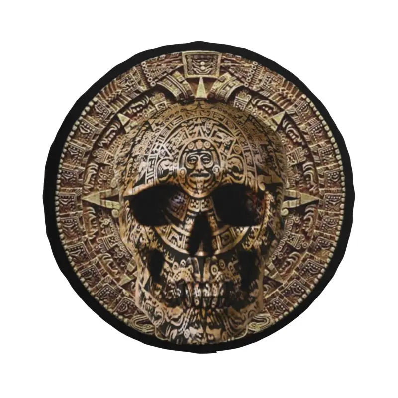 Aztec Skull Calendar Spare Wheel Cover for Jeep Honda 4WD RV Custom Tire Protector 14