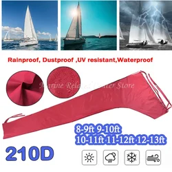 210D For 8-13Ft Mainsail Boom Cover, Boat Sail Cover, Waterproof Anti UV Sunshade Dustproof Boom Sail Cover Boat Cover Red