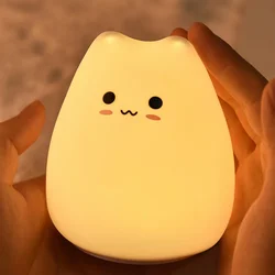 Lámpara de oso de gato bonito, luces nocturnas de elfo, Sensor táctil, Led, Decoración de dibujos animados, dormitorio, regalo de Navidad para niños, luces RGB, 7 colores