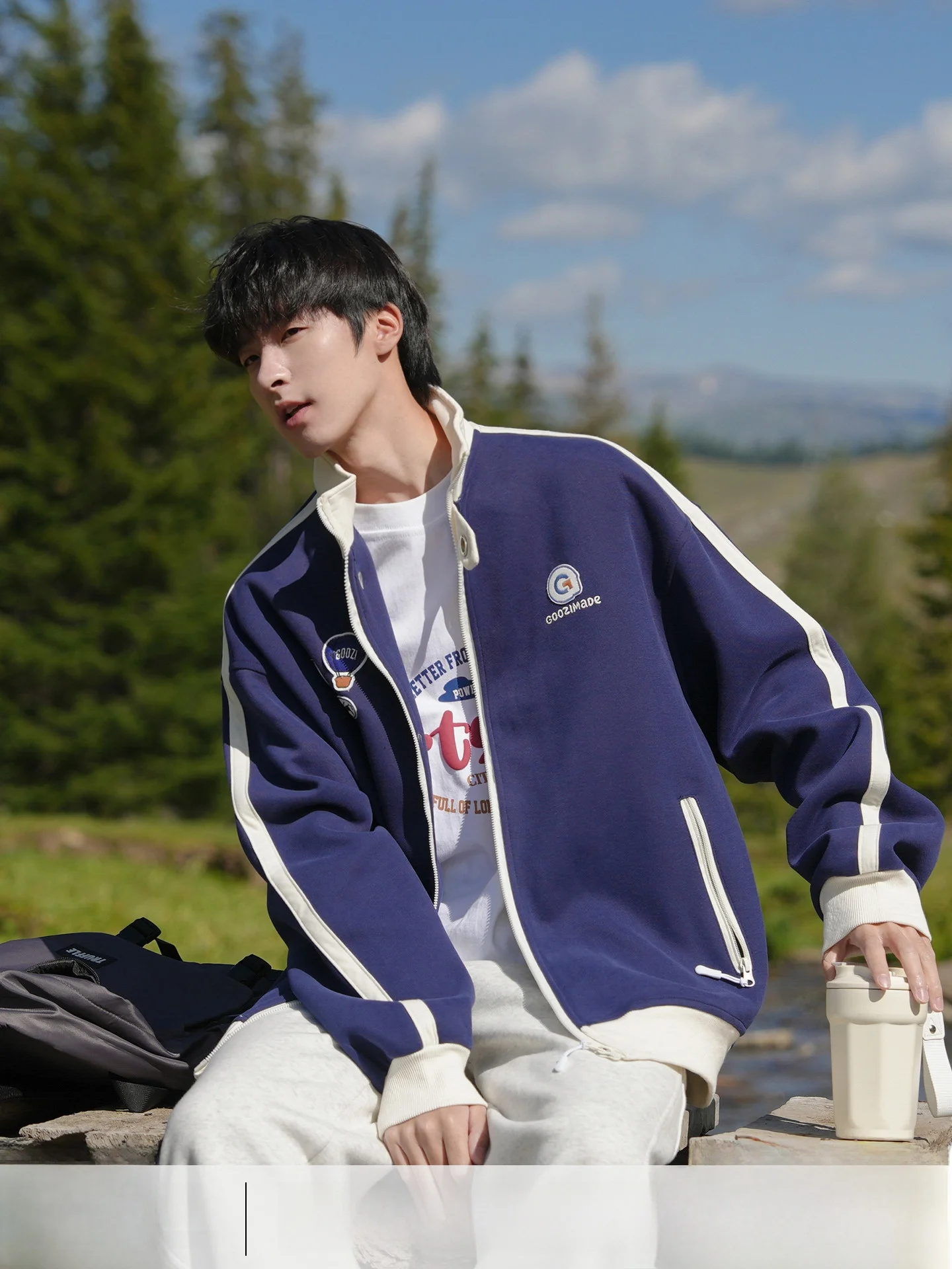 

Artistic Hong Kong M Logo Embroidery Jaet Loose Fit Teenage Autumn Winter Heavyweight Retro Trendy Brand Men's Coat