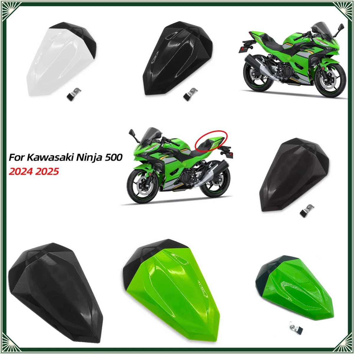 Motorcycle For Kawasaki Ninja 500 Ninja500 EX500R 2024 2025 Rear Passenger Pillion Seat Cowl Tail Cover Fairing Accessories
