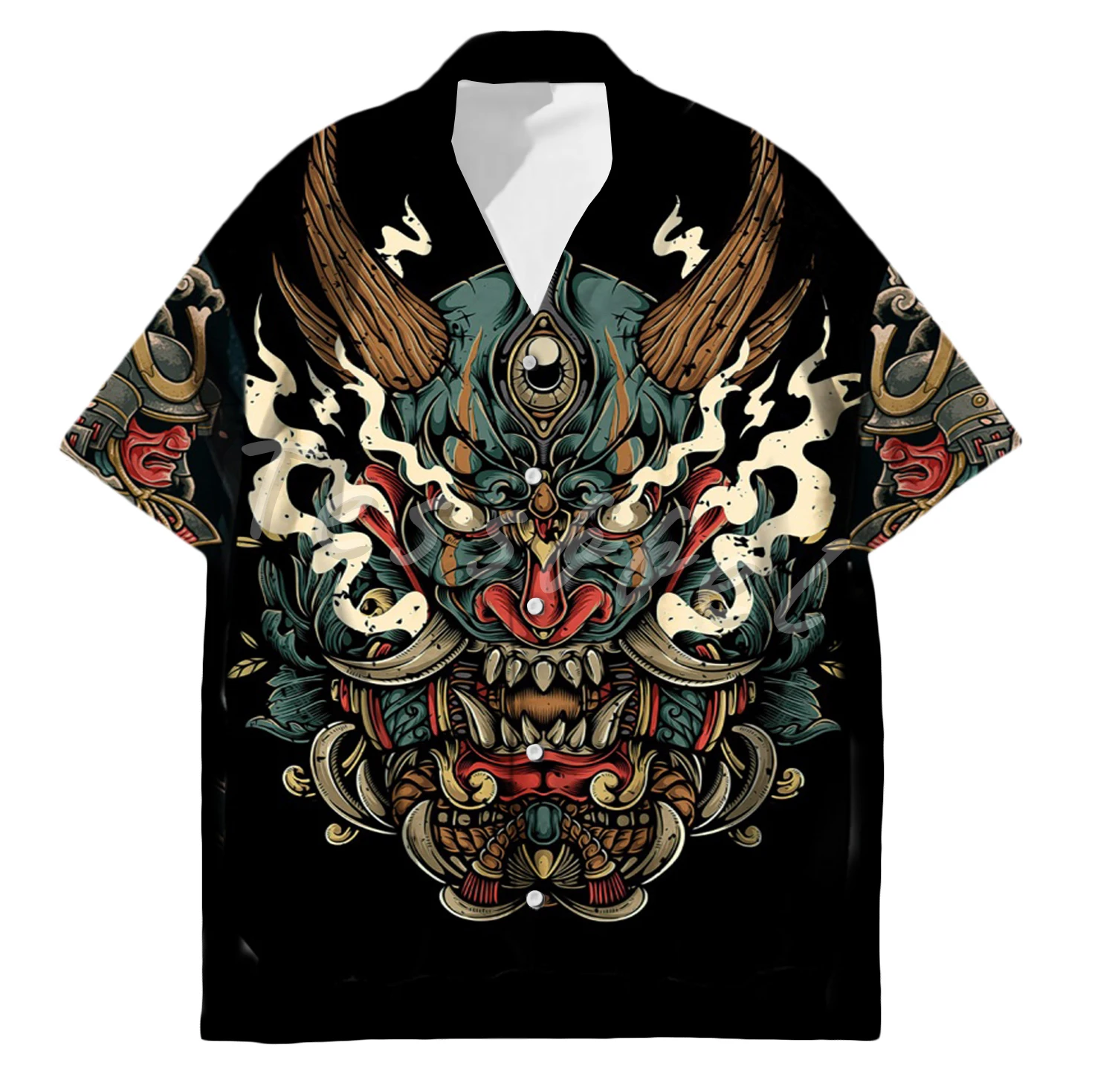 

Japanese Tattoo Tessffel Samurai Hawaiian Men's Shirt Classic 3d Printing Large Size Shirts For Men Japan Harajuku Male Camisa