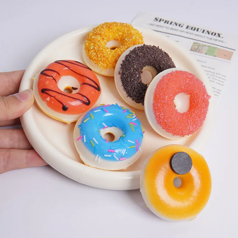 

5cm Fake Donut Sugar Pin Donut Simulation Cake Model PU Kitchen Scene Toys Home Refrigerator Sticker Decoration Toys Decorations
