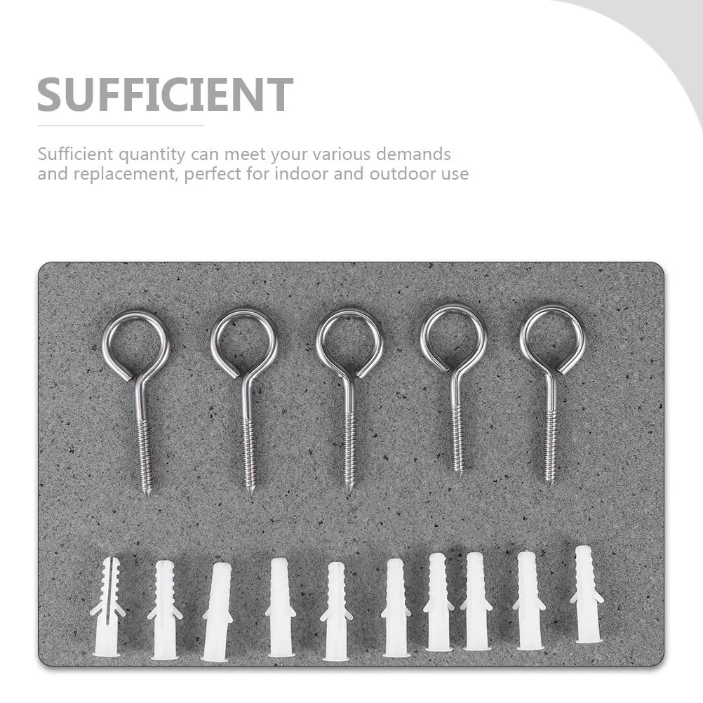

1Set Stainless Steel Screw Hooks Heavy Duty Eye Hooks for Hammock Swing Yoga Hang Outdoor Indoor Use Fixing Screws