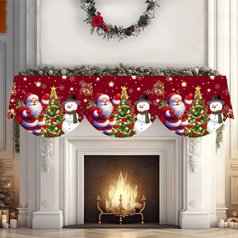Christmas Fireplace Mantel Scarf Santa Snowman Tablecloth Christmas Decorations for Home 2025 Xmas Navidad Gifts New Year 2026
