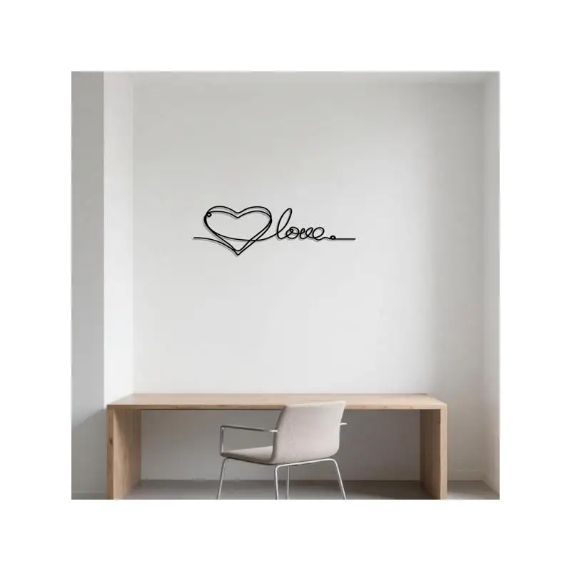 زخرفة معدنية على شكل قلب الحب للتعليق على الحائط، قلادة فنية بسيطة، ديكور منزلي أنيق لغرف النوم وغرف المعيشة في الأماكن المغلقة