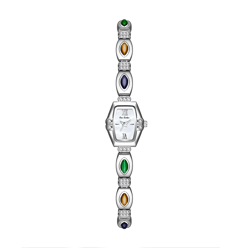 Orologi da donna di fascia alta Design elegante Pietra preziosa colorata naturale Bracciale in pietra di pavone Orologio da donna Orologio da indossare ogni giorno