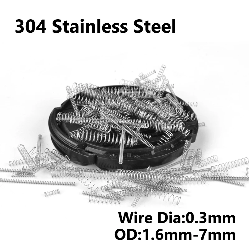 304 Stainless Steel OD:1.6mm-7mm Micro Small Return Compression Spring Wire Dia:0.3mm Compression Spring Length:5mm-50mm