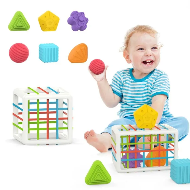 Juguetes de clasificación con forma de bebé, cubo colorido, juguete multi sensorial para niños, educativo temprano, geométrico, agarre infantil, artículos de entrenamiento de Motor fino