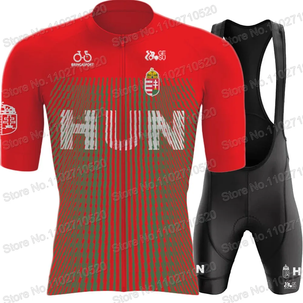 2023 Hungary National Team Cycling Jersey Set Short Sleeve Mens Hungarian Clothing Road Bike Shirts Suit Shorts MTB Maillot Ropa