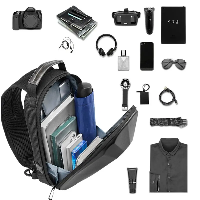 EUROCOOL-Bolso de hombro con carga USB para hombre, bandolera antirrobo, impermeable, para viaje, Ipad de 9,7 pulgadas