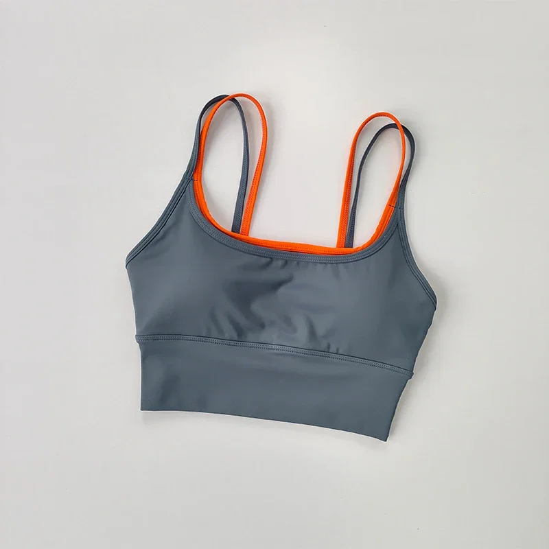Sport-BH für Damen, Sommer, stoßdämpfend, formgebend, mit doppelten Trägern, Yoga-Top, schnelltrocknend, gegen Durchhängen, formgebender Fitness-BH – Detail 5