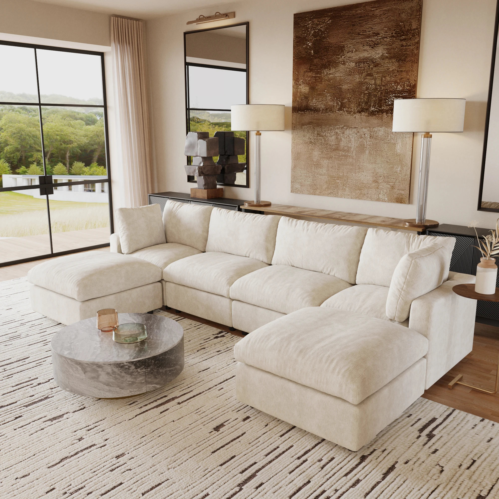 Chenier linen mix and match fabric Nordic living room cloud modular combination sofa
