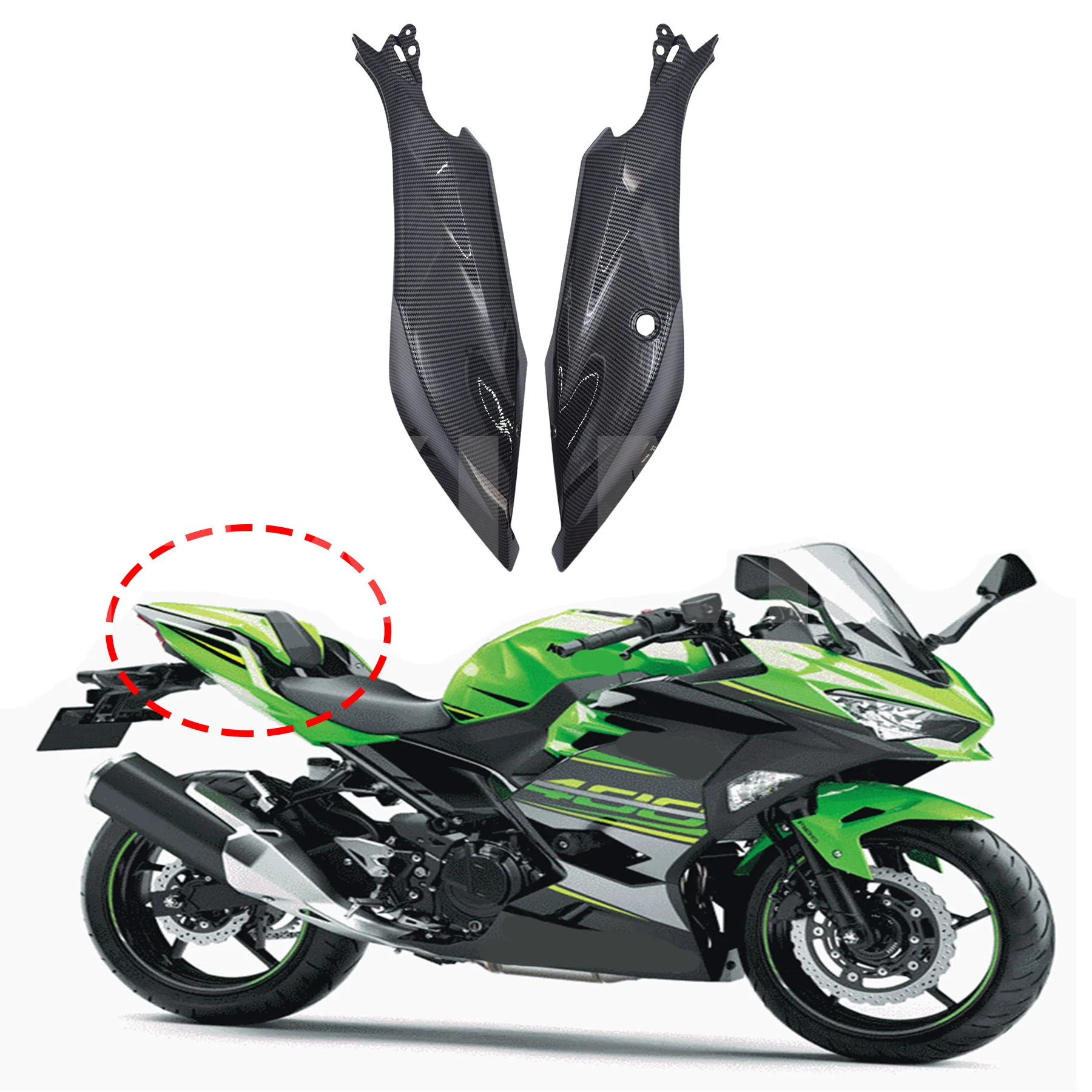 

A pair Motorcycle Rear Seat Side Fairing Cowl Panel Fit For KAWASAKI EX400 Ninja 400 Ninja400 Z400 2018-2023