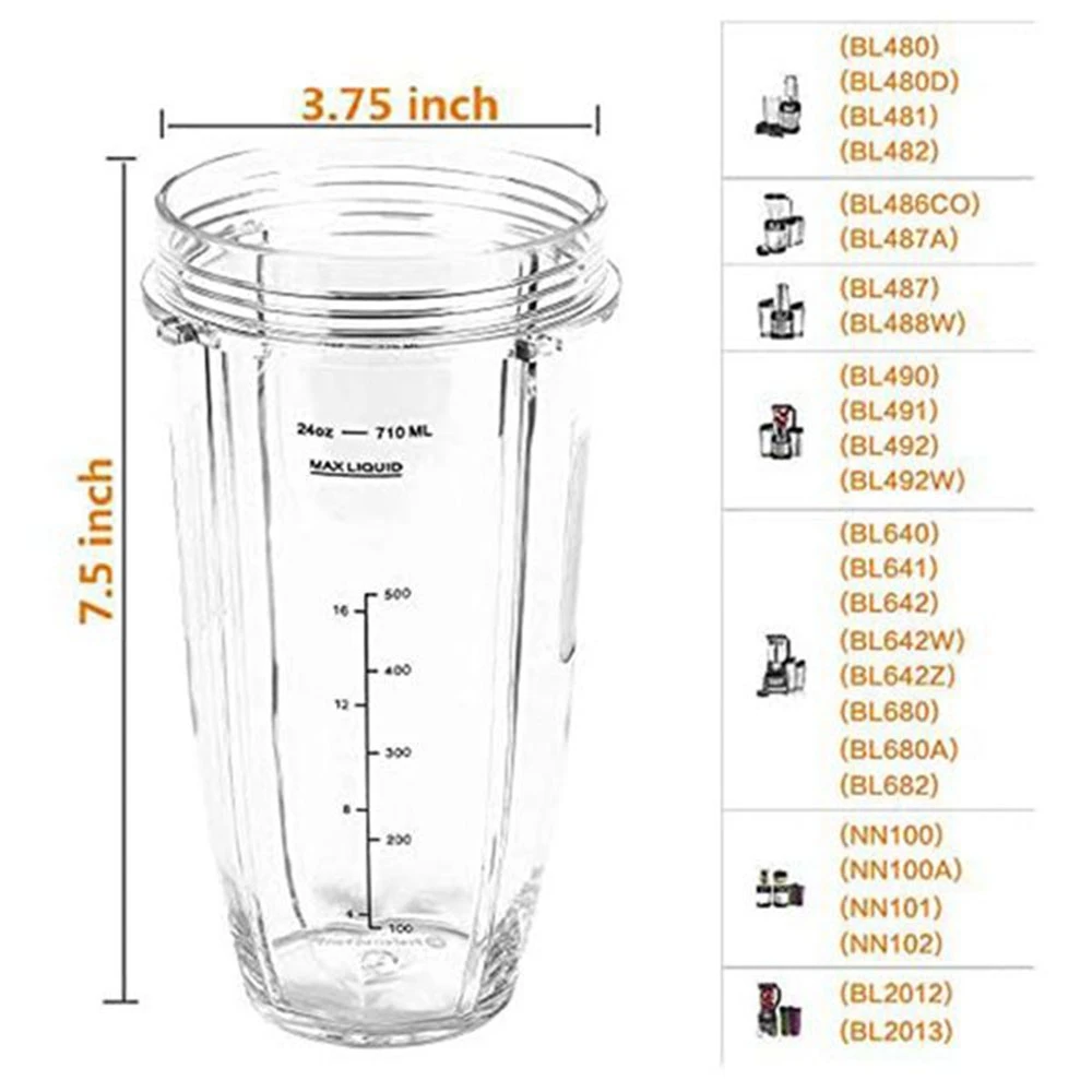 Replacement Parts Extractor Blade with 18Oz 24Oz Cup and Spout Lid for 1200W Ninja Auto-IQ Blender,7 Fins Gear Parts