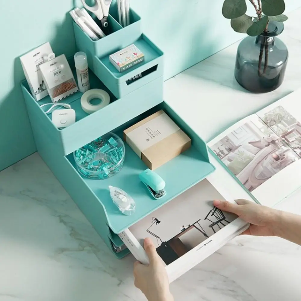 Simple Desktop Organizer A4 File Storage Tray Papers Rack Book Shelf Stackable File Rack INS Style Minimalism Home Office Supply