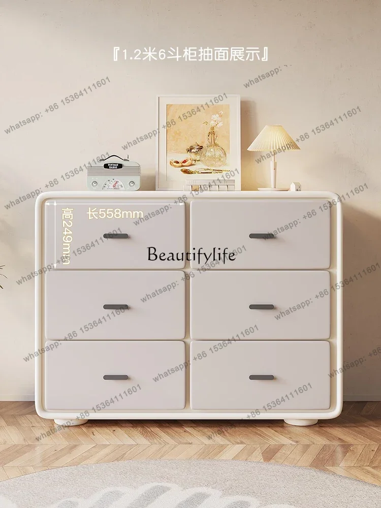 FG Ultra-Thin Bedroom Light Luxury Solid Wood Storage Cabinet Cream Style Storage Chest Of Drawer