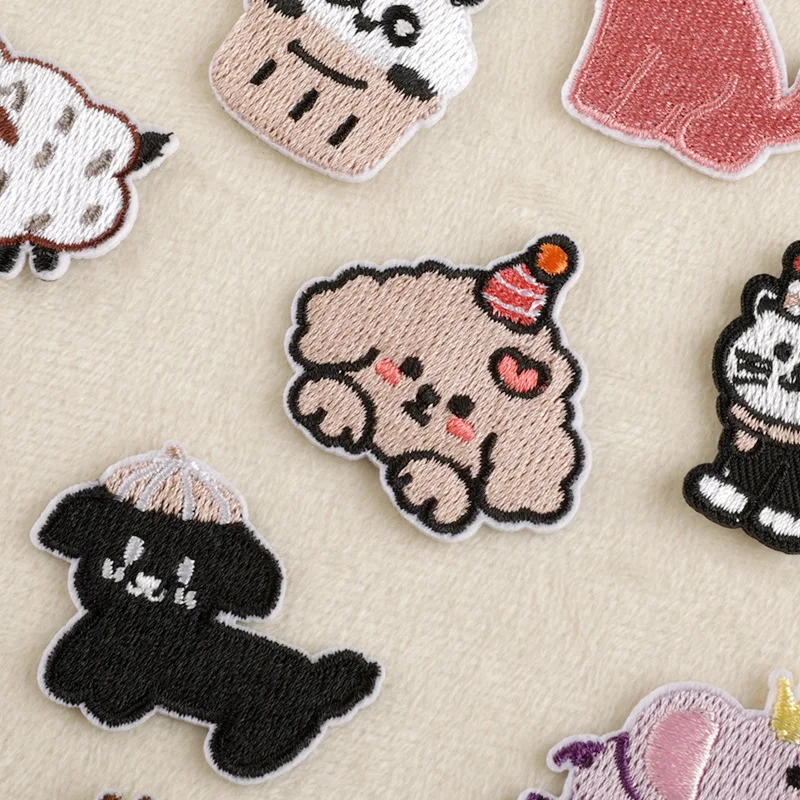 20Pcs Anime Tiere Katzen Bär Nette Eisen Auf Patches Für Kleidung Kinder Lot Gestickte Pack Diy Stoff Nähen Jacke mädchen Jungen Parche – Detail 5