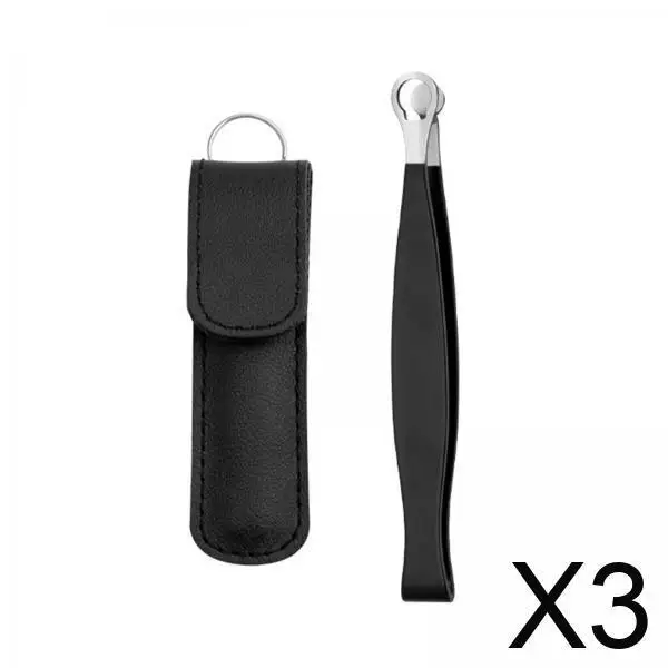 

3 универсальных пинцета для стрижки волос в носу, пинцеты с круглым кончиком для волос бровей, черные с чехлом