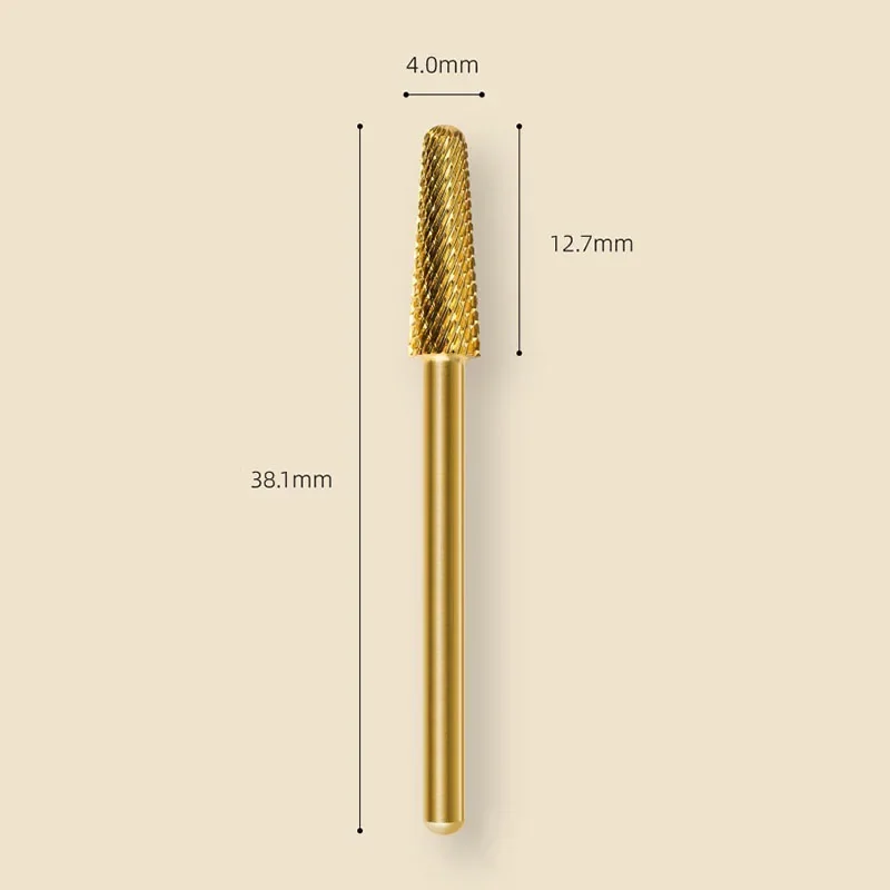 Gold Tungsten Nail Drill Bit Tapered Milling Cutter for Half Nail Tips grinding Gel Polish Remover Nails Drill Accessories