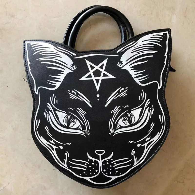 JIAERDI Harajuku Cat Y2k Handbag Women Gothic Punk Dark Pu Leather Casual Crossbody Bags Female Vintage Black Messenger Bag New