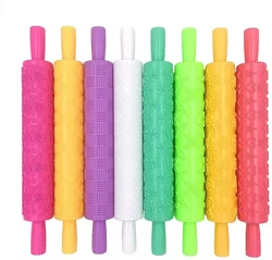 Roller Cake Decorating Embossed Rolling Pins Textured Non-Stick Fondant Pastry Icing Clay Dough Roller Kitchen Baking Tools