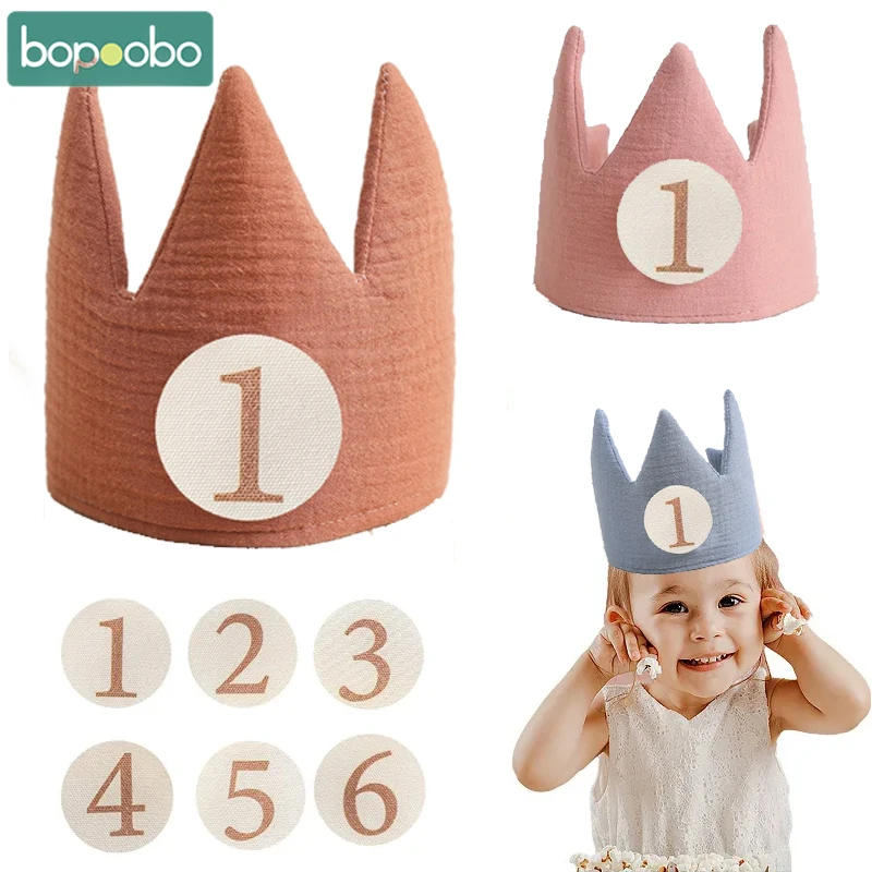 Cartoon Cute Crown 1-6 Years Baby Hat Cotton Soft Birthday Hat Autumn Winter Newborn Hat Baby Photography Props Products Gifts