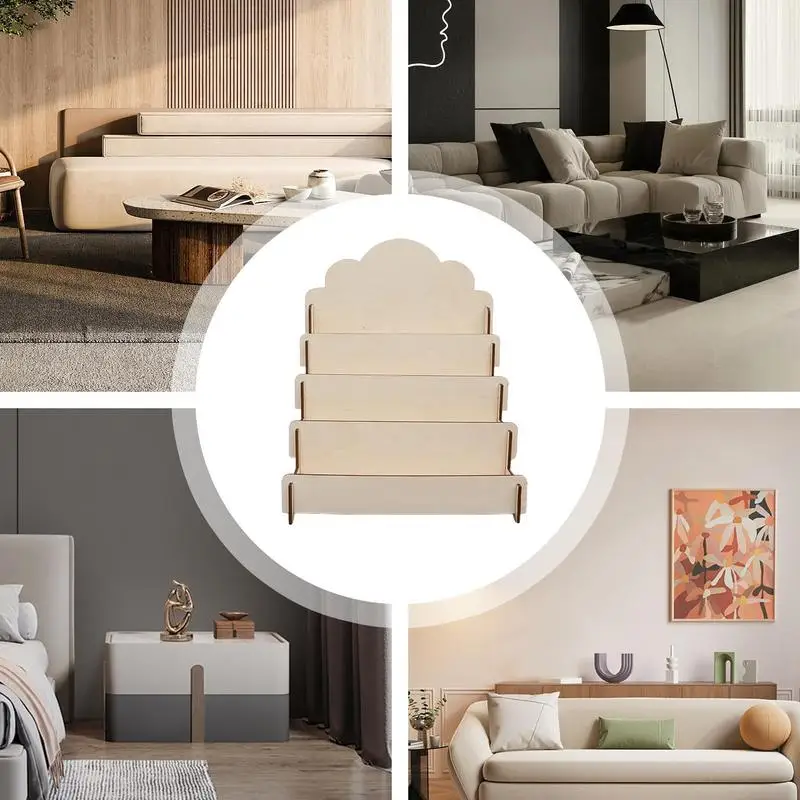 4 Tier Sturdy Wood Display Stand Sticker Display Stand Greeting Card Display Stands Card Organizers for Greeting Cards Postcards