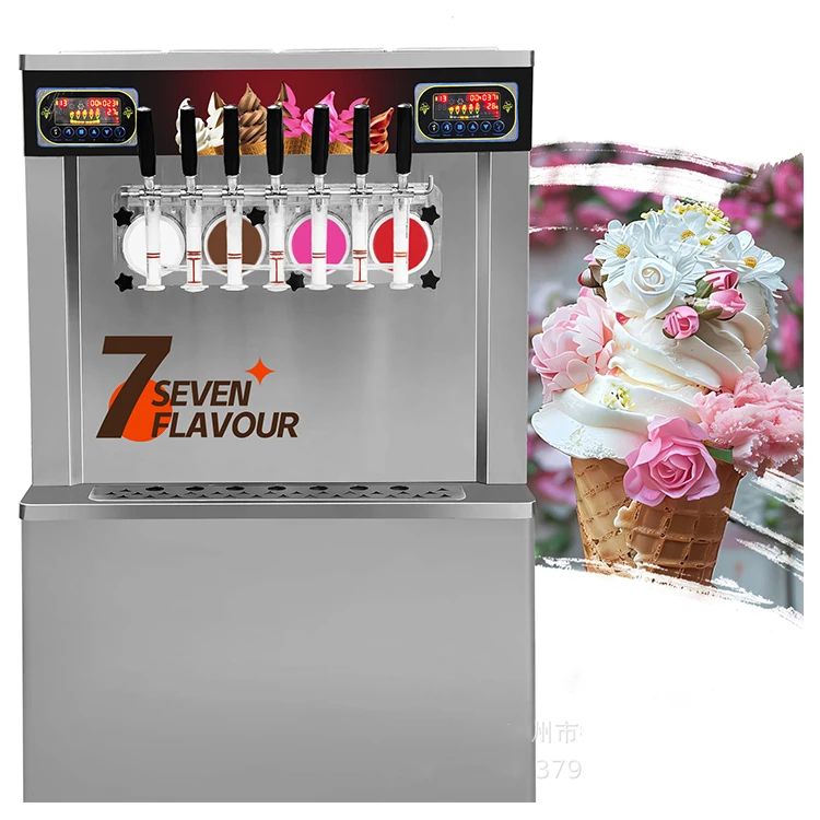 7 Flavors Soft Ice Cream Machine Commercial Italian Gelato Maker for Cafe Dessert Shop Frozen Yogurt Customize