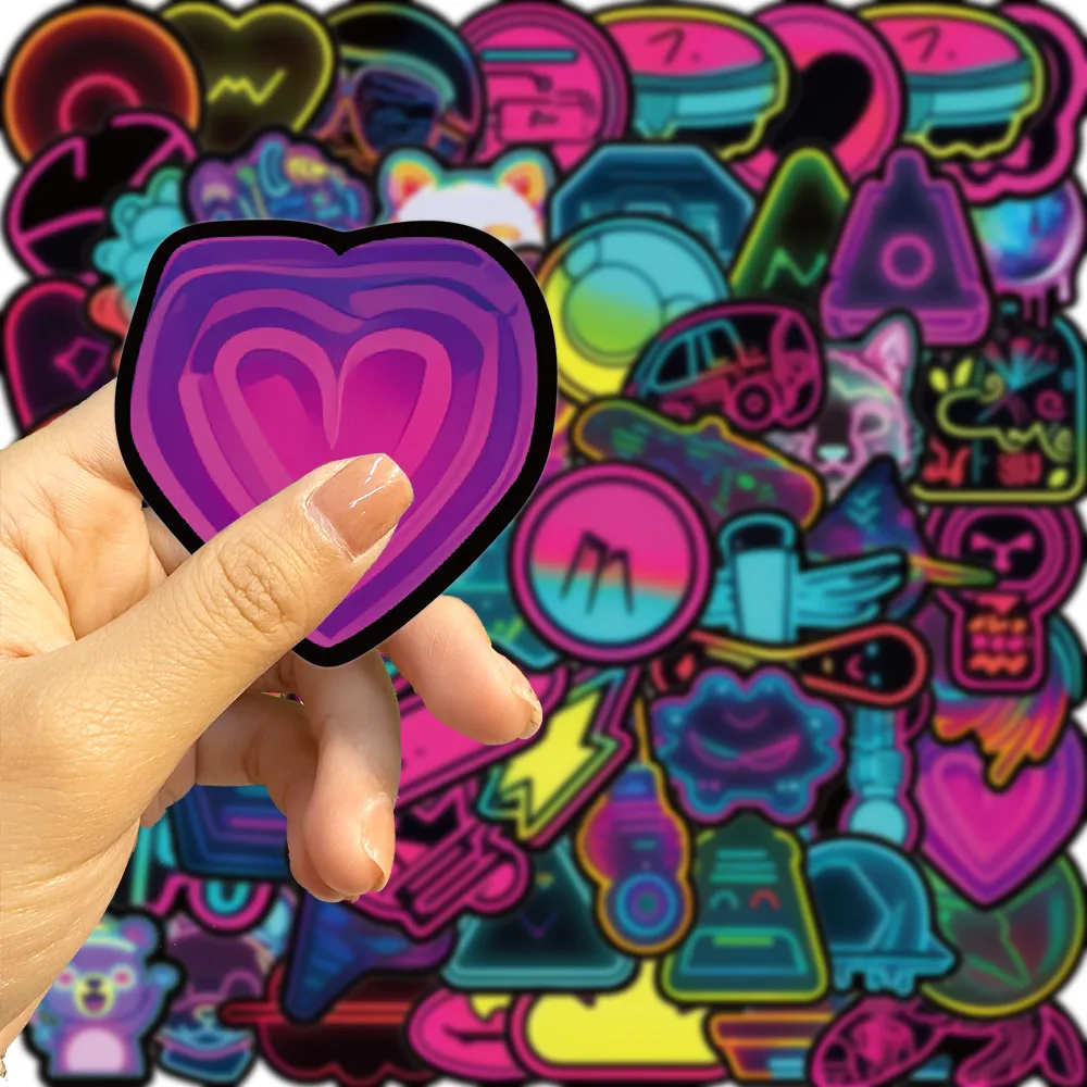 ملصقات على شكل نيون مكونة من 60 قطعة - ديكور نابض بالحياة للعناصر اليومية والأدوات الإلكترونية (متجر Anime Worlds)