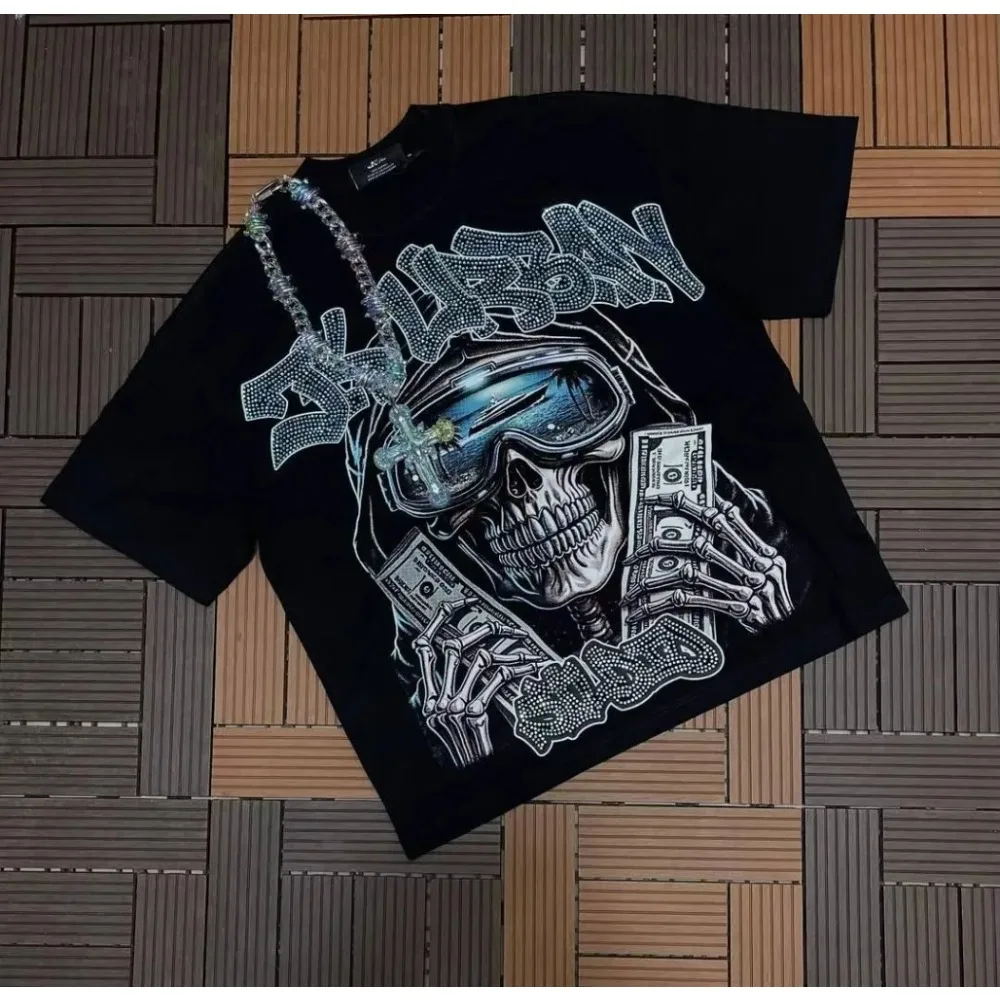 Y2K Retro europäisches und amerikanisches T-Shirt aus reiner Baumwolle, hochwertig, bequem, mit Muster, Gothic-Stil, langärmelig, modischer Trend. – Detail 4