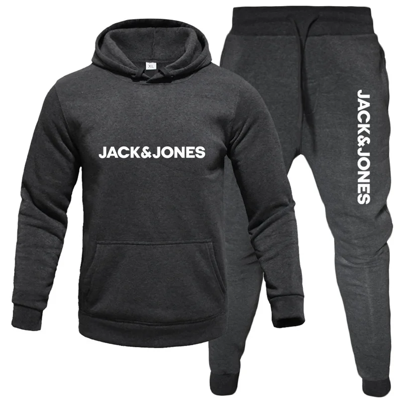 Jack e Jones Męski Bluza z kapturem Sportowe Moda Lana Dwuczęciowy Zestaw z kapturem