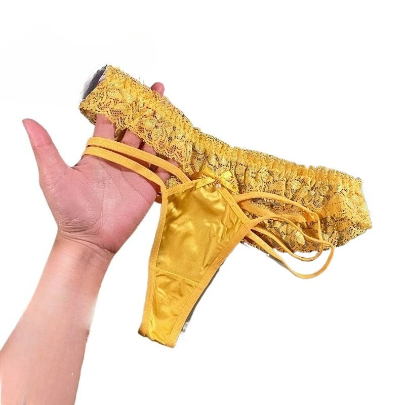 Shorts Smooth  Soft Quick-dry Briefs French Satin Sexy Pure Lust Girl Hollow Thin Strap Hot Briefs Lace Charming Seduction Mood
