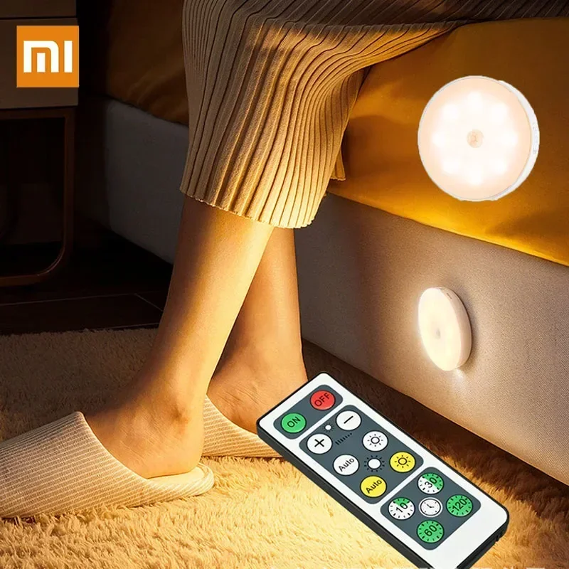 Xiaomi Night Lamp With Sensor Movement Rechargeable LED USB Wireless Light 3 Colors Remote Control For Room Kitchen Wardrobe