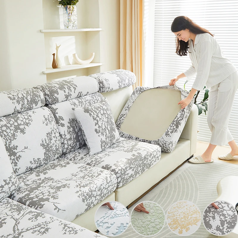 

Dustproof Sofa Cover Living Room Anti Pet Scratch Sofa Seat Cushion Slipcover Jacquard Thickened Corner Couch Soft Cushion Cover