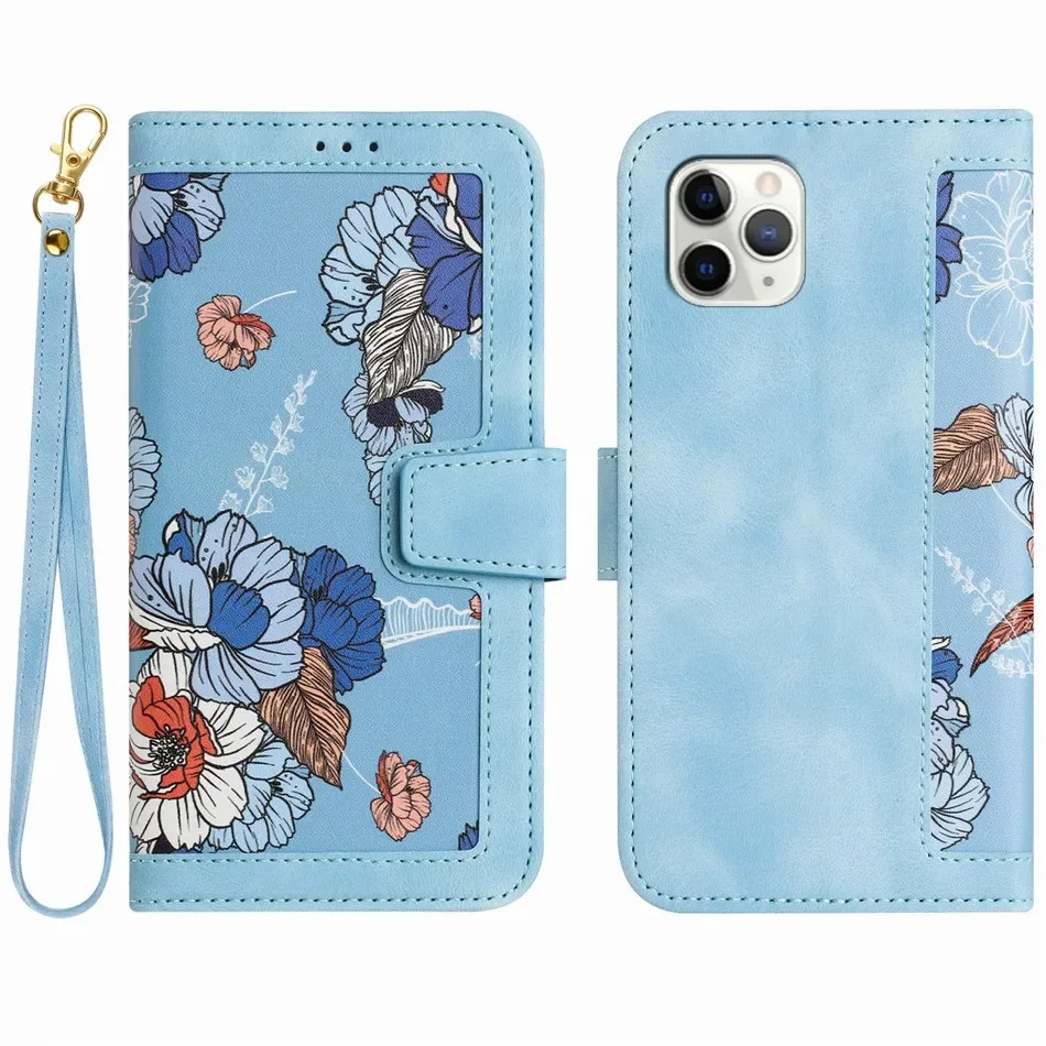 Malerei Kunst Blume Leder Telefon Brieftasche Fall Buch Für Samsung Galaxy S25 S24 S23 S22 S21 S20 FE A06 A16 A26 A36 A56 Flip-Cover – Detail 9