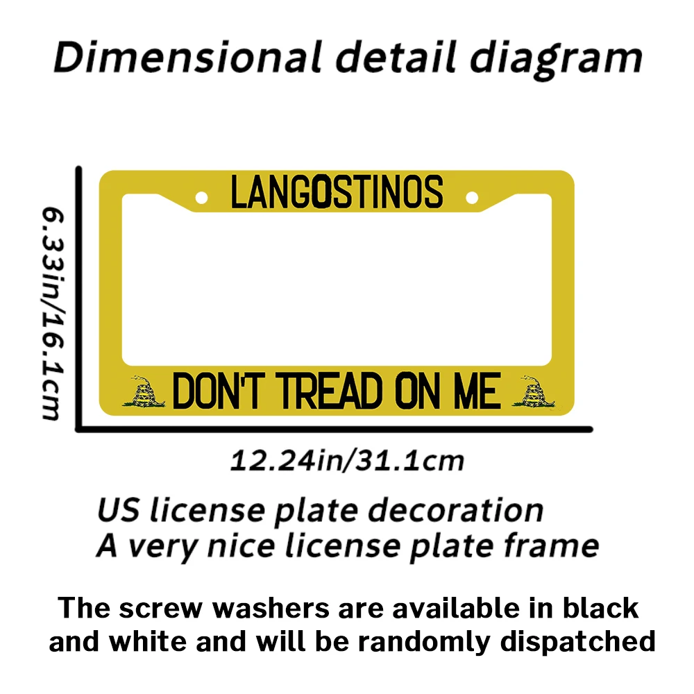 غطاء لوحة الترخيص أصفر أسود إطارات لوحة الترخيص Langostinos Don't Tread on Me ملحق سيارة عالمي من الألومنيوم #3